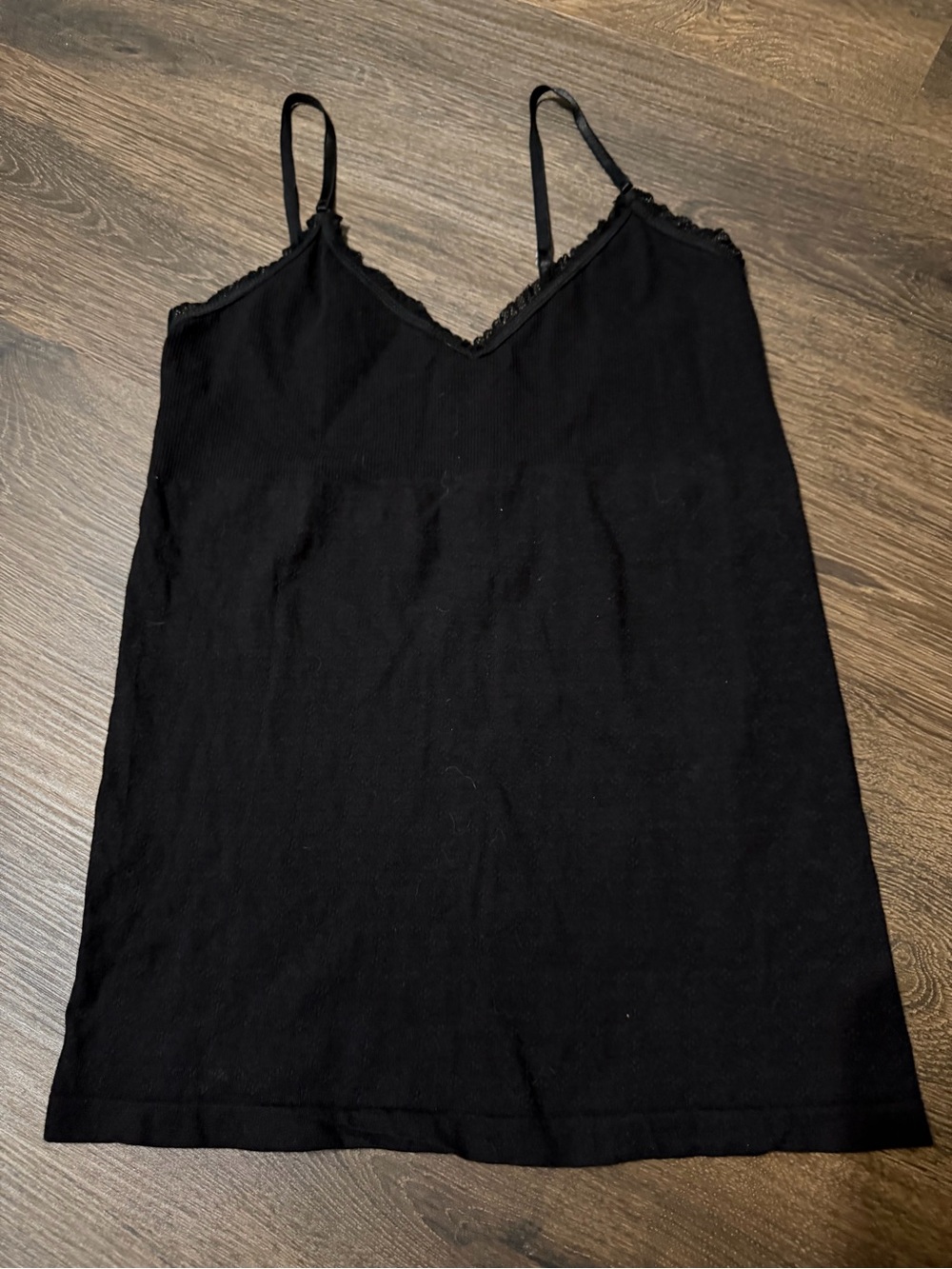 FP Movement by Free People Black Lace-Edge Ribbed Cami tank top NWOT